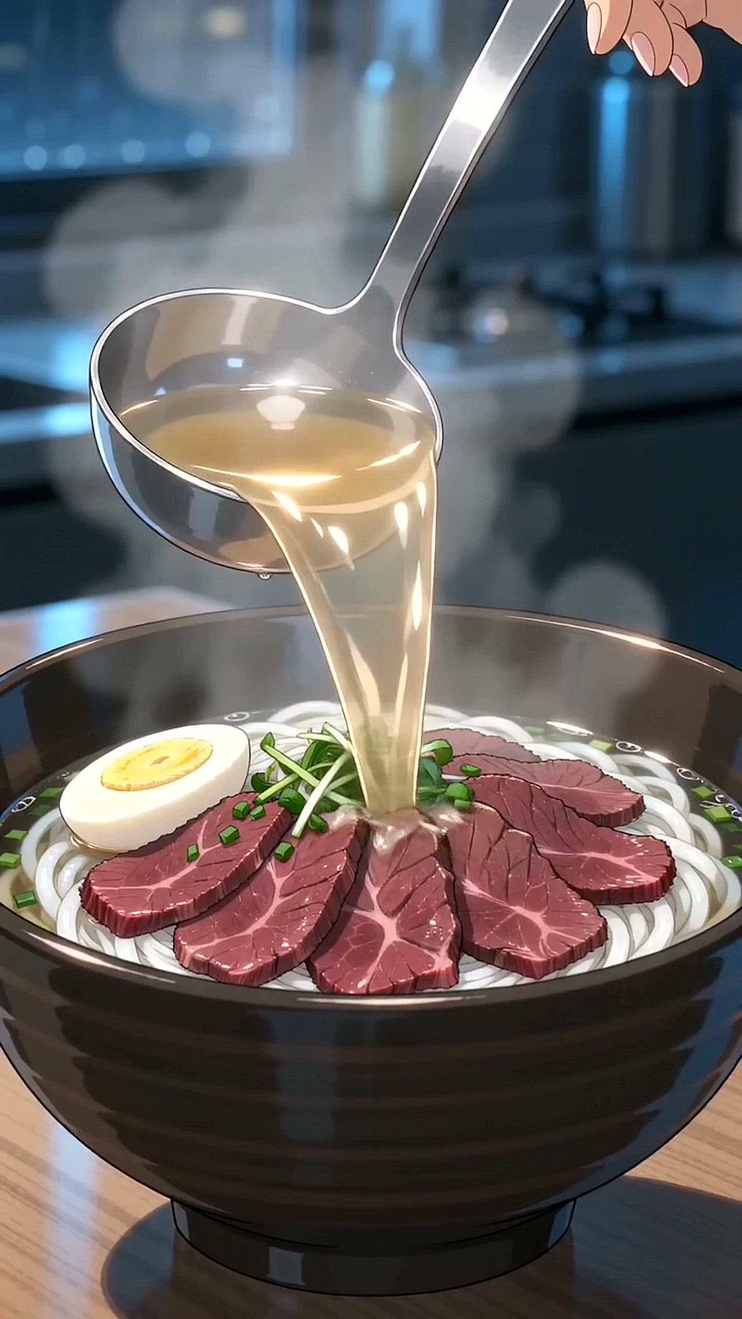 beef pho with charred onion and toasted spice broth