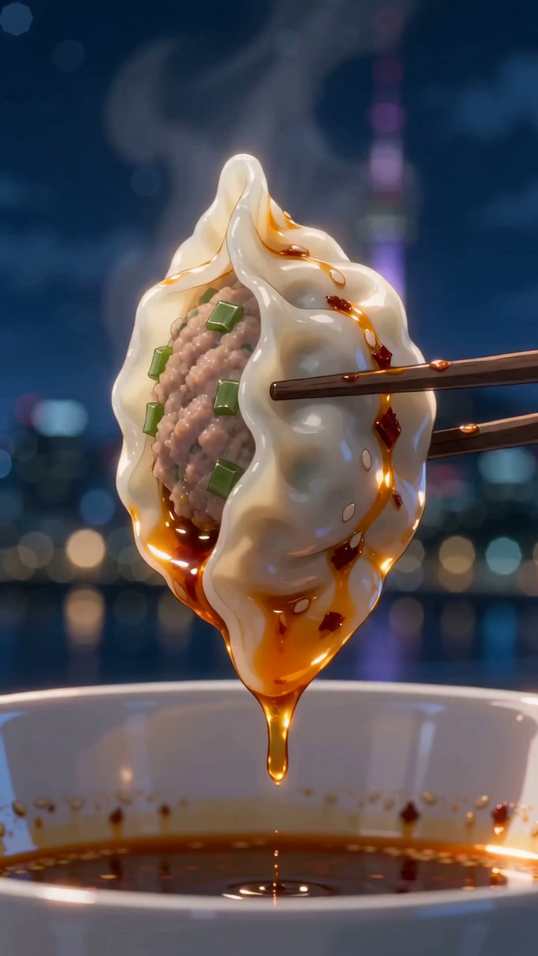 hand-pleated dumplings under a lacy golden skirt